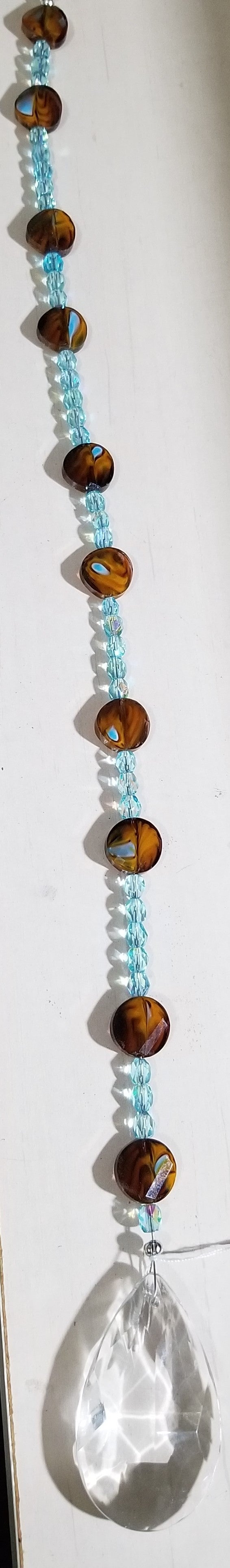 Beautiful Brown Beads with Teal Spots Suncatcher
