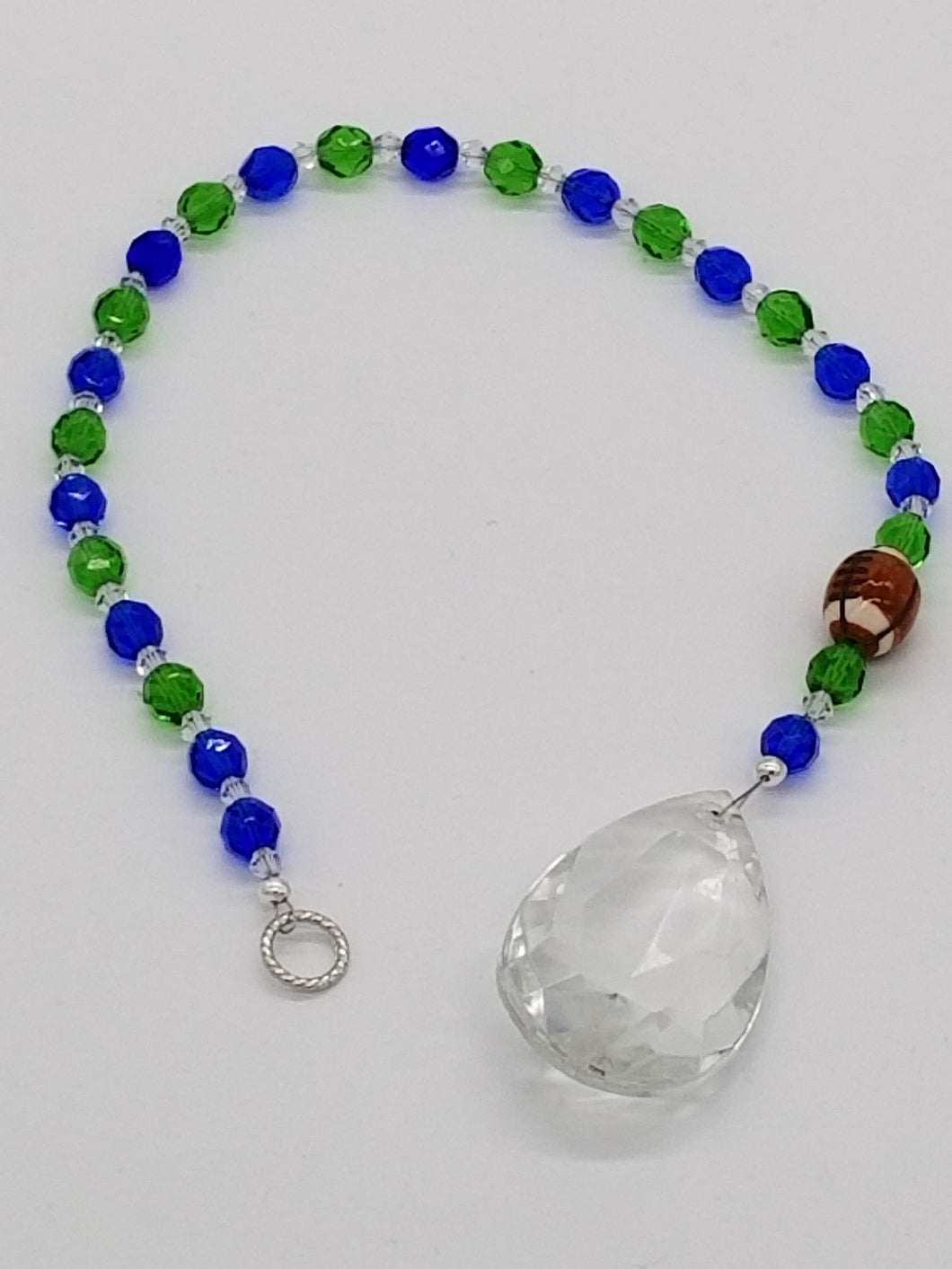 Football Bead and Blue and Green Suncatcher