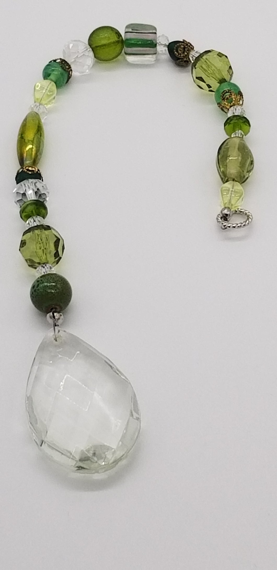 Green Suncatcher with Vintage Beads