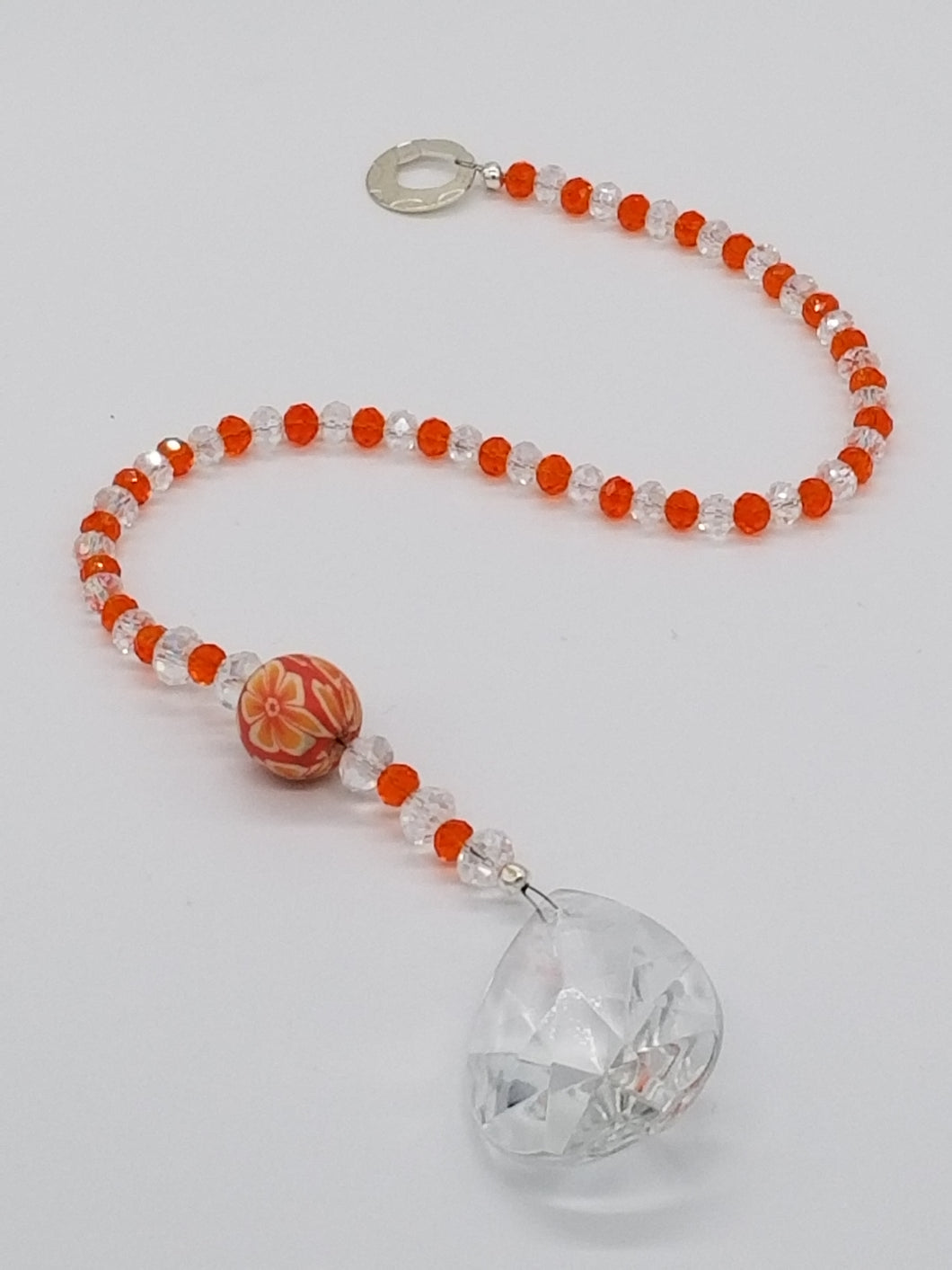 Double Pointed Crystal and orange Suncatcher