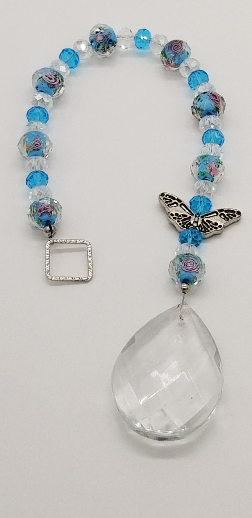 Teal Suncatcher with Butterfly