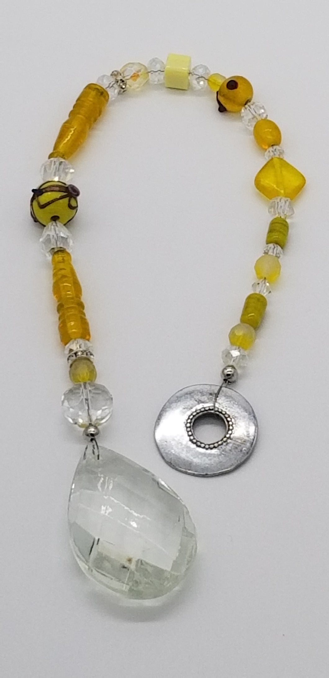 Yellow Suncatcher with Vintage Beads